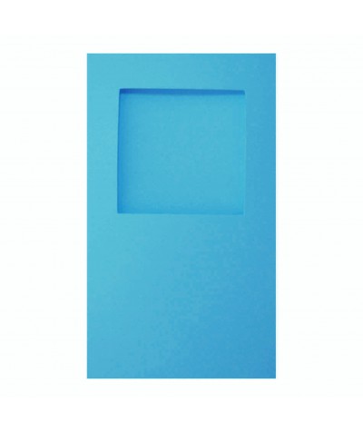 О32012 Открытка тройная квадрат ярко-голубая матовая
