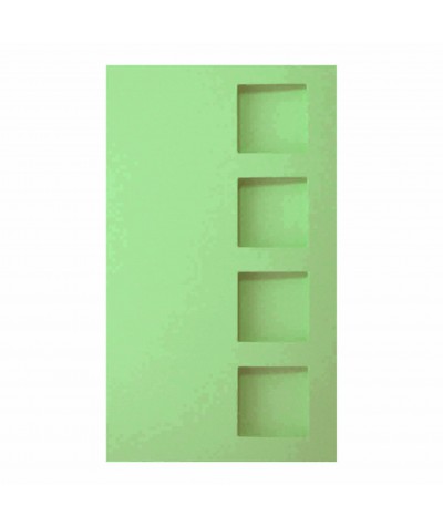 О31013 Открытка тройная 4 квадрата светло-зеленая матовая